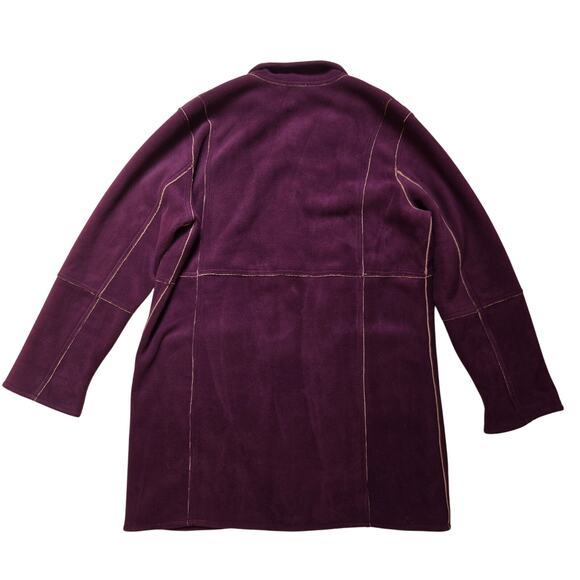 New Susan Graver Reversible Brown Burgundy Button Down Coat Jacket - Picture 7 of 9